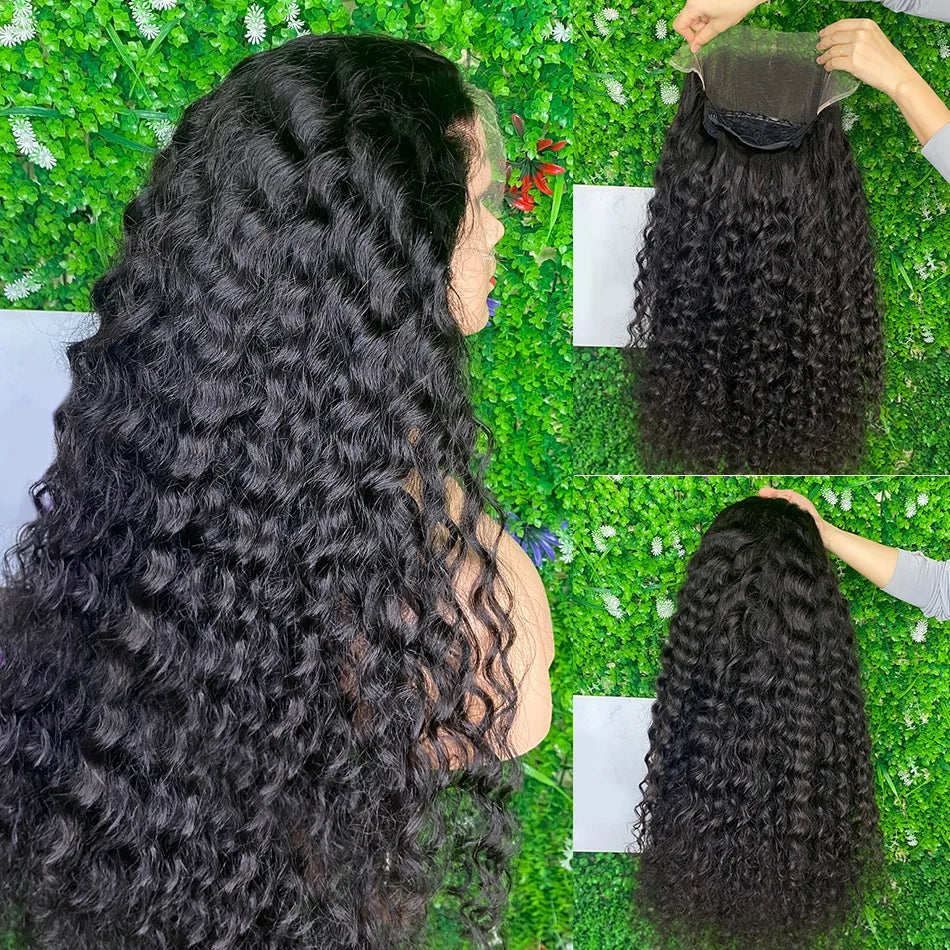 Premium 100% Human Hair Lace Front Wigs - HD Deep Wave, Water Curly, and Glueless Closure Options in 30 and 40 Inches, Kinky Texture by Weargo
