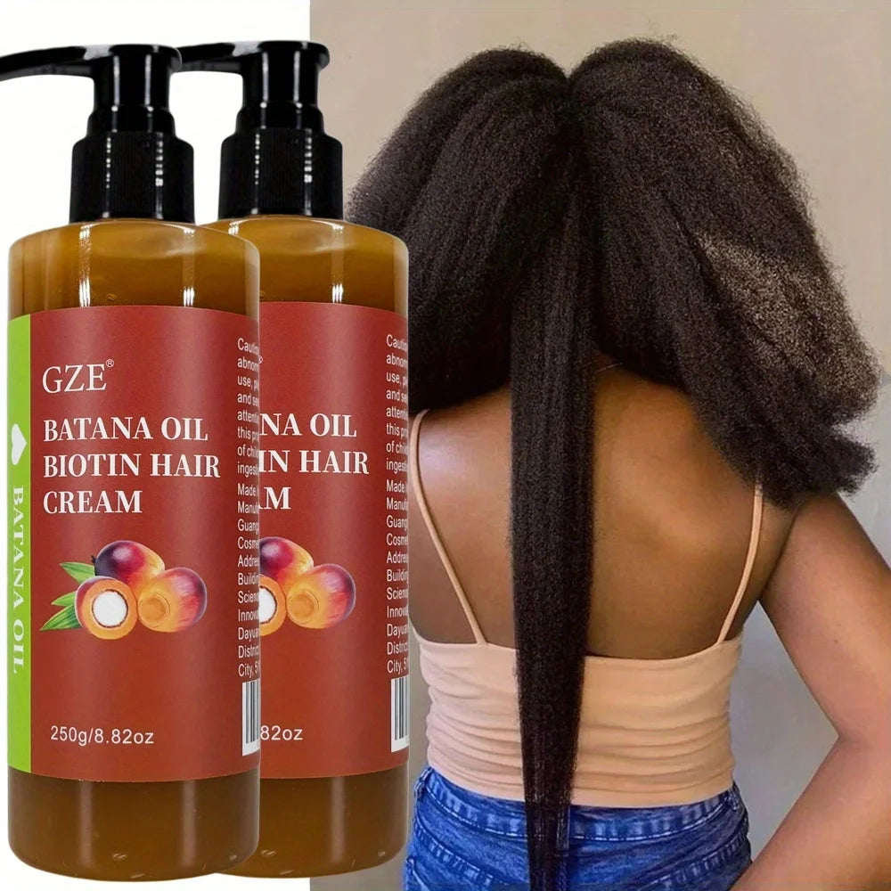 2 Pack  Batana Oil Biotin Hair Cream Strong Hair Anti-Breakage Repair Split Ends Silky for Dry Hair