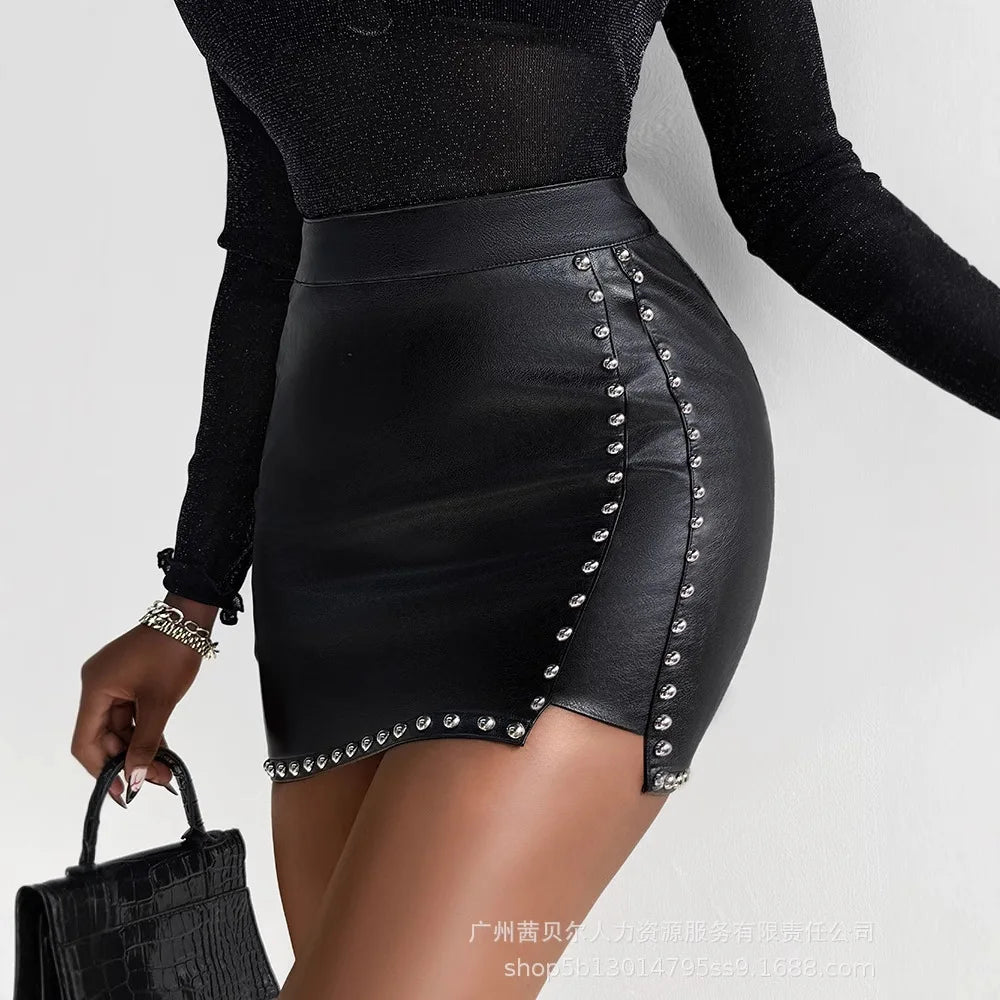Short Mini Skirts Women Pu Leather Skirt Sexy Bodycon a Line Slim Streetwear Party Club Irregular Elegant Y2K Temperament 2025