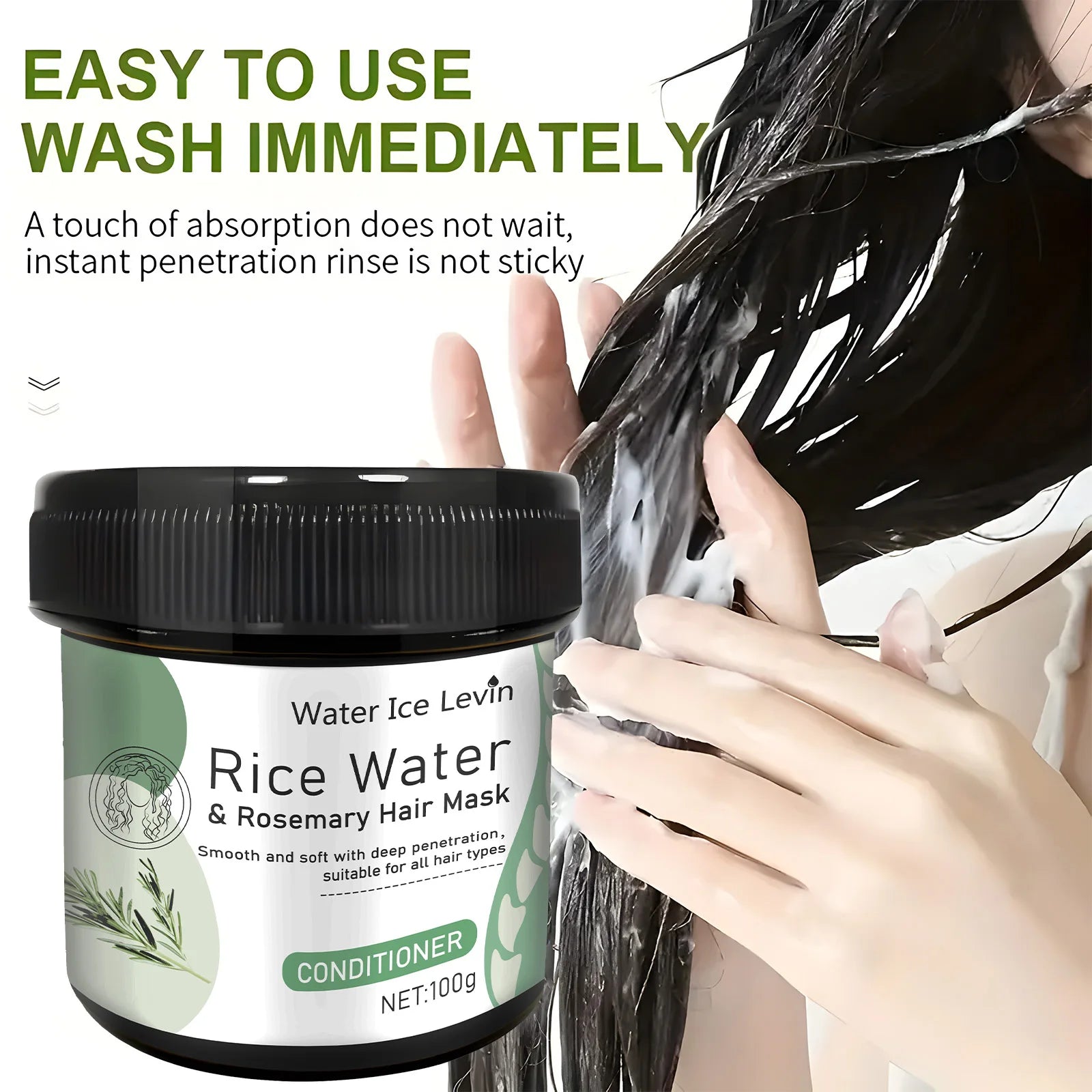 Rice Water Hair Mask for Damage Repair and Frizz Control - Nourishing Treatment for Scalp and Hair Root, Enhancing Shine and Softness