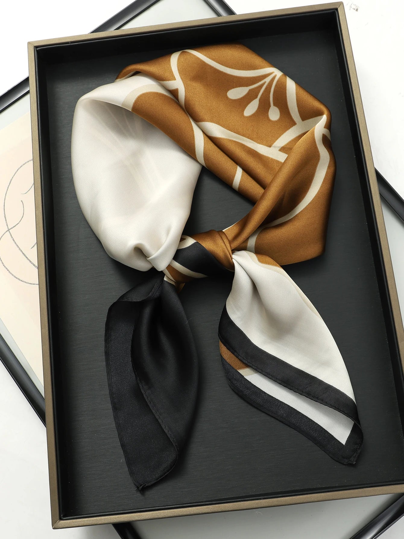 Luxury Brand 2023 Silk Square Scarf Women Cat Neck Hair Tie Band Beach Hijab Kerchief Head Headbands Bandana Female Foulard 70Cm