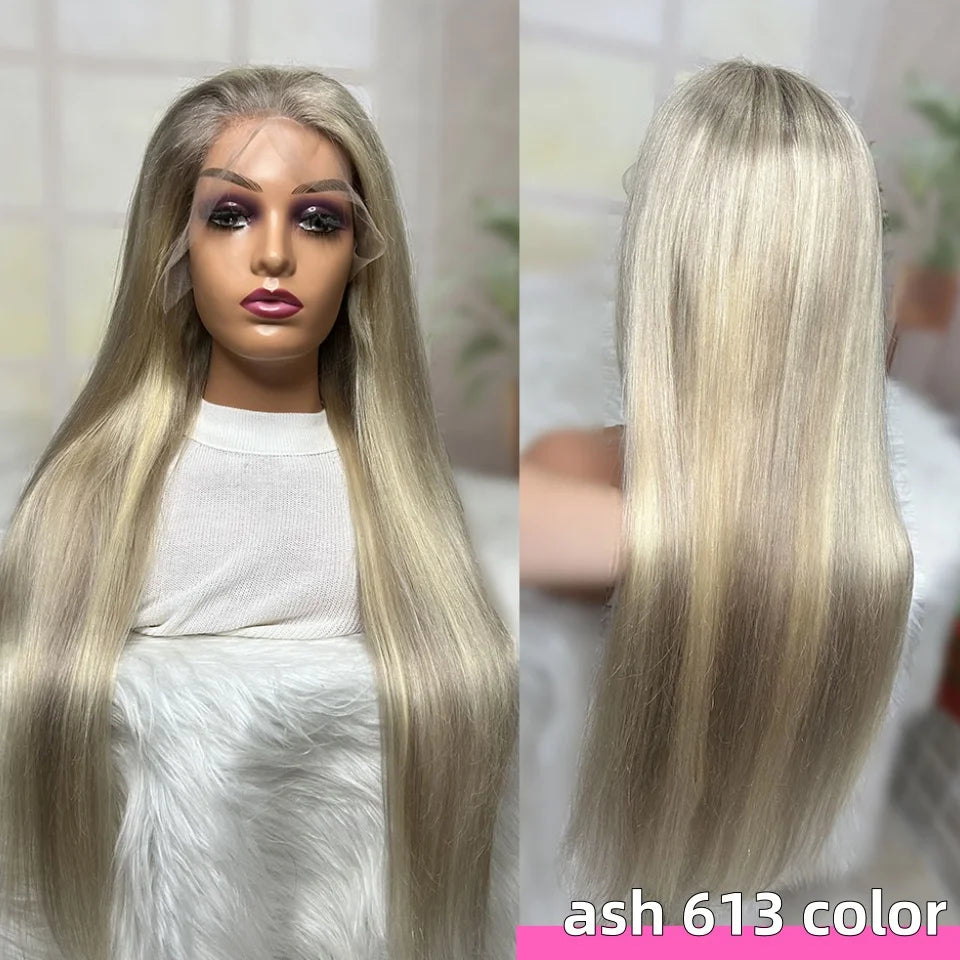 13X4 13X6 Brown Roots Highlight Wigs for Women Transparent Lace Front Wig Human Hair Preplucked Highlight 613 Lace Frontal Wig