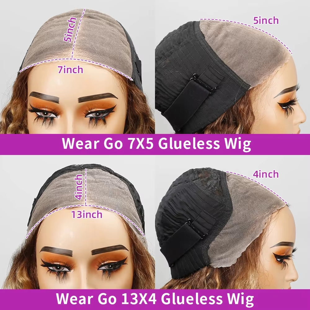 4/27 Ombre Highlight Bouncy Body Wave Bob Wig Glueless 7X5 13X4 Lace Front Bob Wigs Brazilian Human Hair Wear and Go Bob Wig