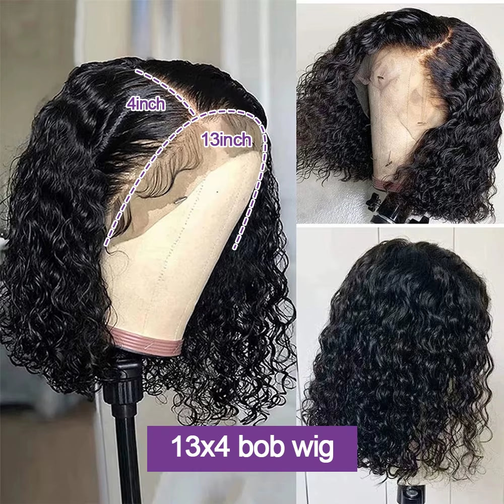 Glueless Kinky Curly Bob Wig Human Hair 13X6 HD Lace Frontal Wig Short Deep Wave Wig 13X4 Lace Front Wig Preplucked for Women
