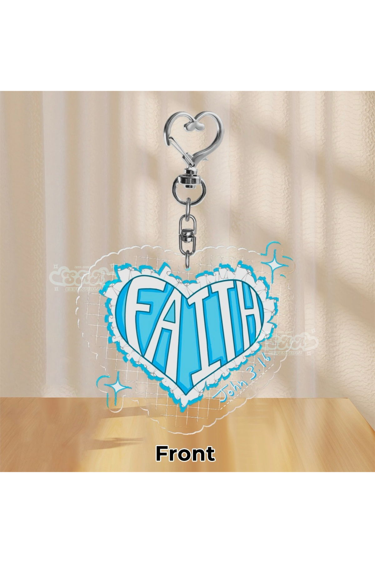 Faith Heart Acyclic Keychain