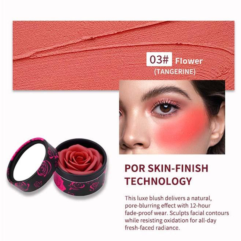 PETAL 3D Rose Blush – Natural Floral Scent, Skin-Friendly Long-Lasting Formula, 3 Radiant Shades for Flawless Glow, Unique Romantic Design, Perfect Gift for Makeup Lovers Cosmetic Gentle