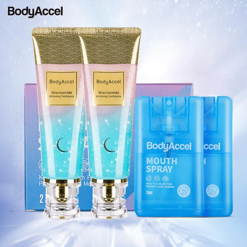 Bodyaccel Niacinamide Whitening Toothpaste - Peach Mint Flavor | Vegan, Fluoride-Free, Antiplaque & Fresh Breath | Oral Hygiene Essentials for Sensitive Teeth- JZ