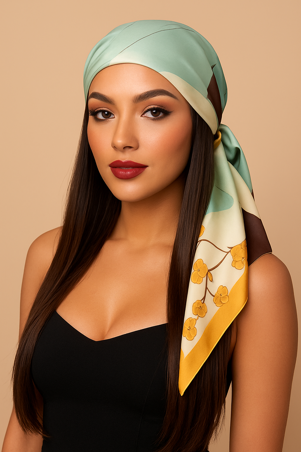 2023 Luxury Silk Square Scarf for Women - Cat Design Neck Tie, Hair Band, Beach Hijab, Kerchief, Headband, Bandana, Foulard (70cm)