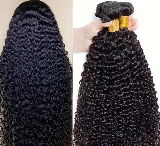 Deep Wave Burmese Curly Human Hair Bundles - 100% Natural Water Wave Extensions (Available in 1, 3, or 4 Pieces)
