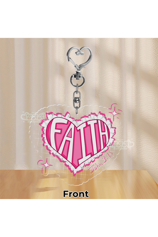 Faith Heart Acyclic Keychain